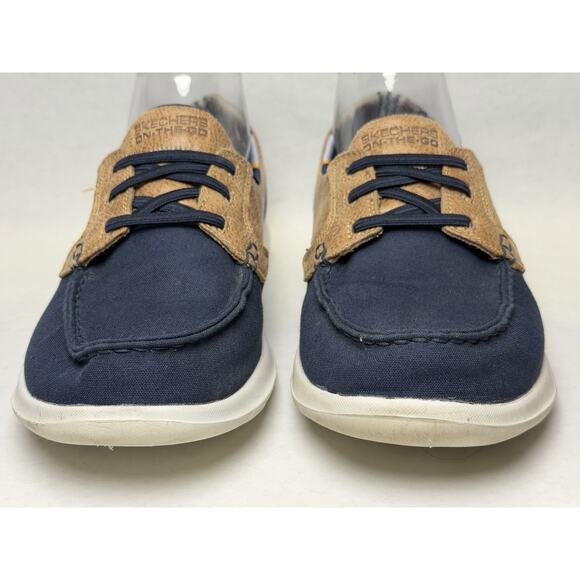 Skechers Go Walk Lite Boat Shoes Womens Shoes Size 6.5 Dark Blue Tan Air Cooled - Picture 4 of 11